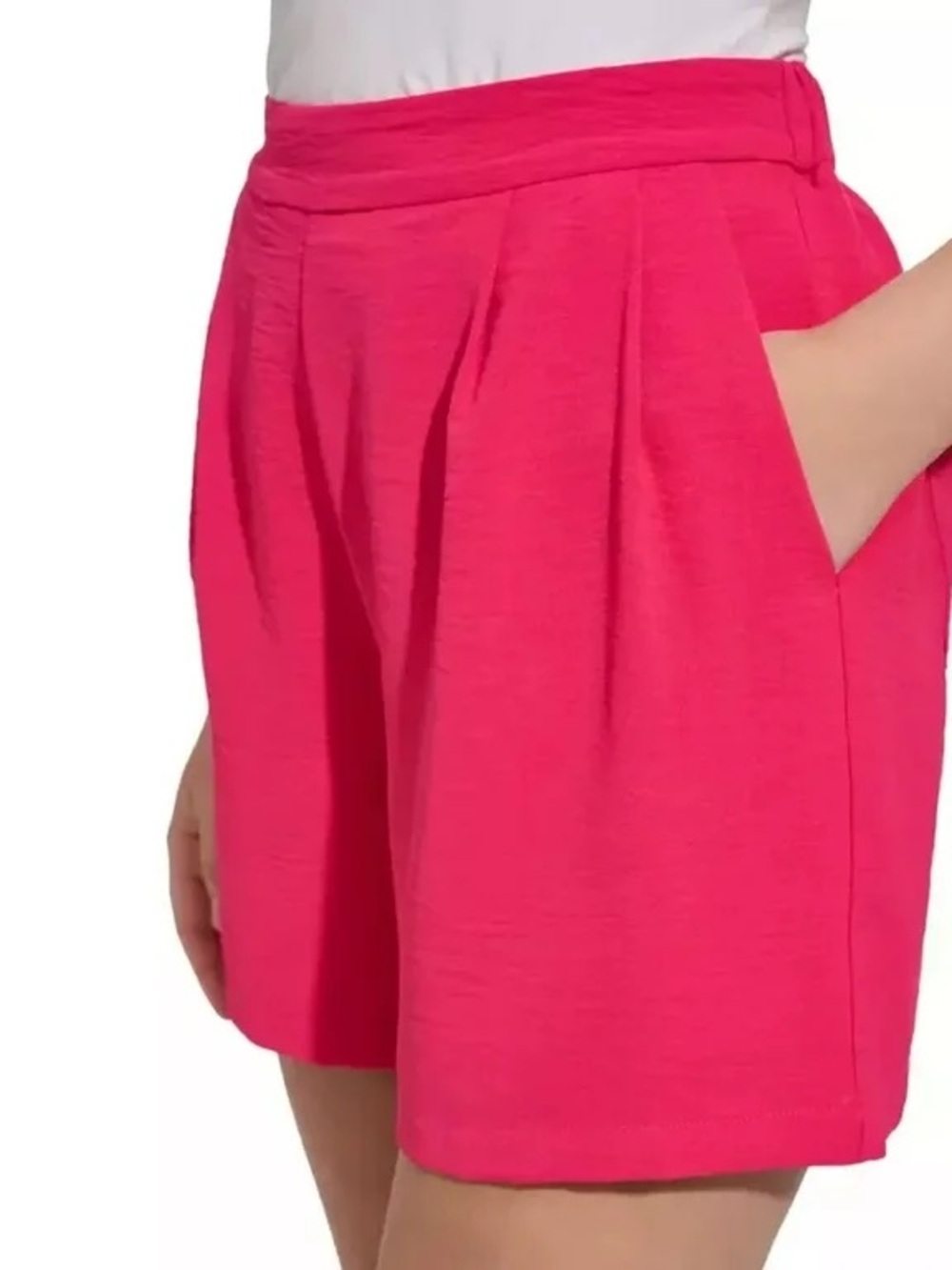 Margaritaville Hot Pink 5" High Rise Lightweight Crinkle Casual Shorts (S)